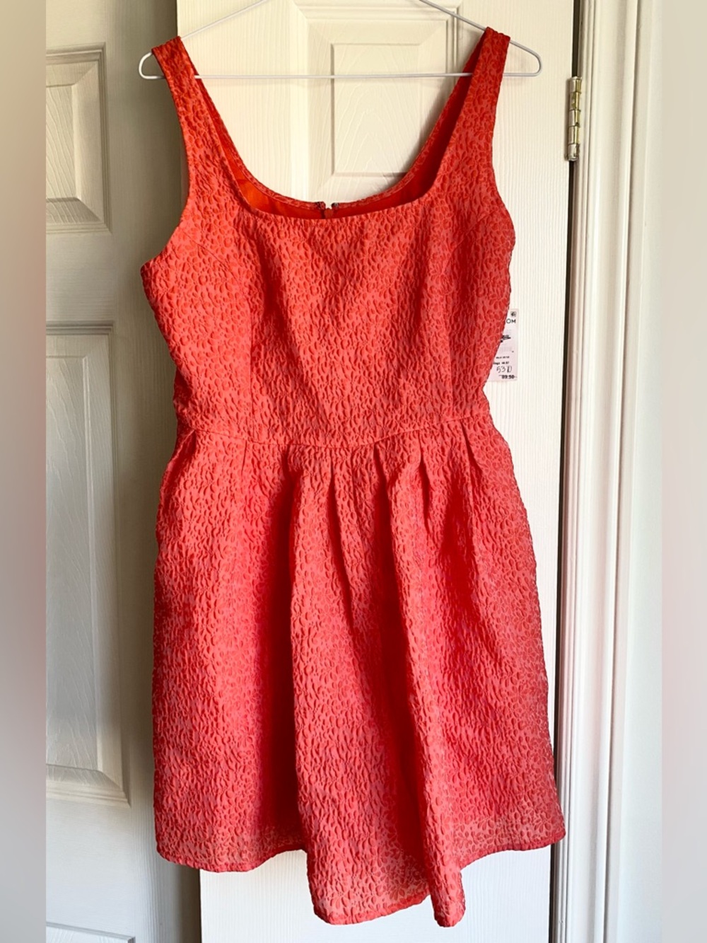 NWT Chelsea28 Coral Textured Sleeveless Lined Casual Dress